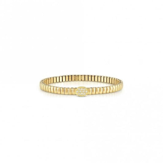 XTE Life Steel & CZ Yellow Gold Oval Bracelet, 18cm