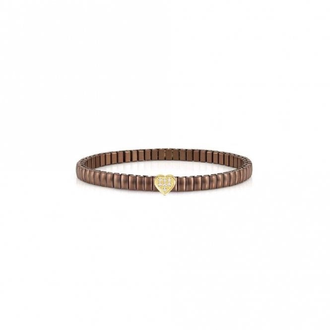 XTE Life Steel & CZ Chocolate Heart Bracelet, 18cm