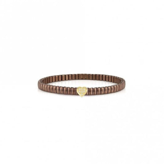 XTE Life Steel & CZ Chocolate Heart Bracelet, 18cm