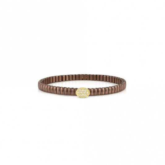 XTE Life Steel & CZ Chocolate Oval Bracelet, 18cm