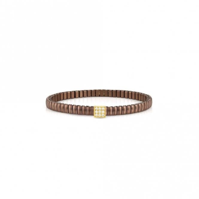 XTE Life Steel & CZ Chocolate Square Bracelet, 18cm