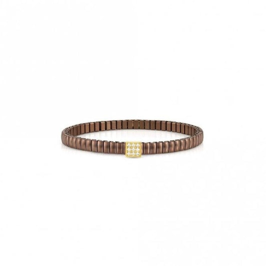 XTE Life Steel & CZ Chocolate Square Bracelet, 18cm