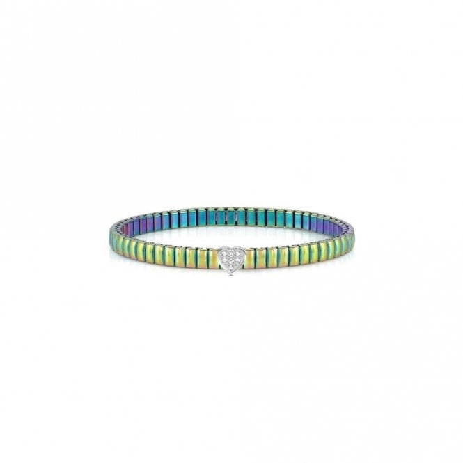 XTE Life Steel & CZ Multicoloured Heart Bracelet, 18cm
