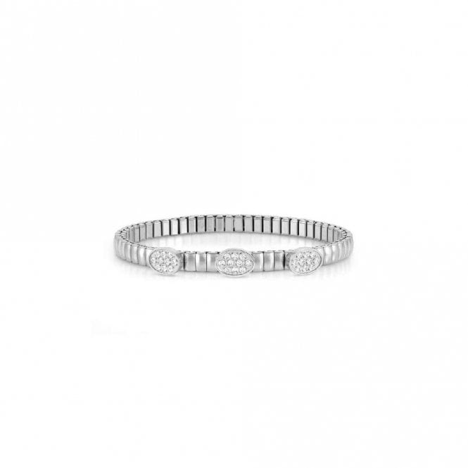 XTE Life Steel & CZ Pave Oval Bracelet, 18cm