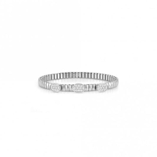 XTE Life Steel & CZ Pave Oval Bracelet, 18cm