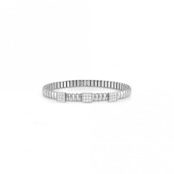 Nomination XTE Life Steel & CZ Pave Square Bracelet, 18cm
