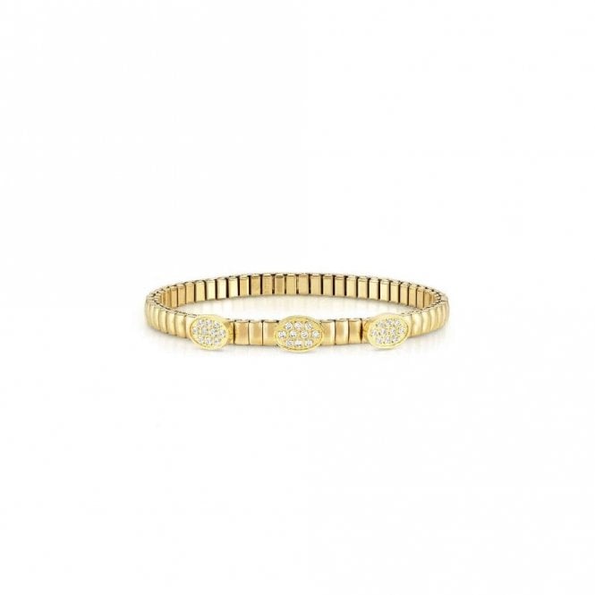XTE Life Steel & CZ Yellow Gold Pave Oval Bracelet, 18cm