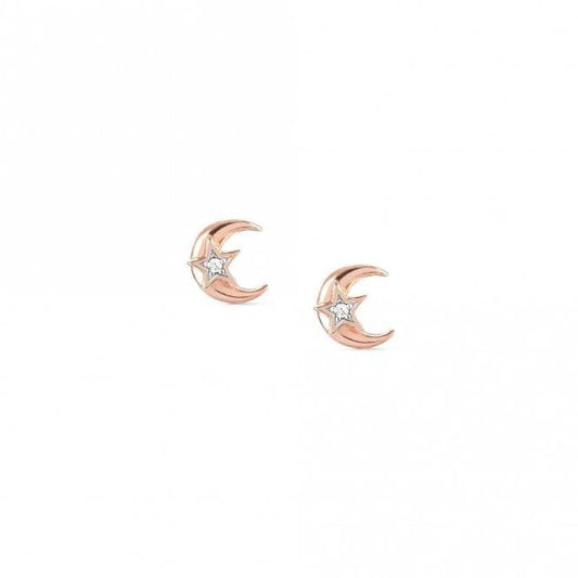 SweetRock Romance Rose Gold Moon Stud Earrings