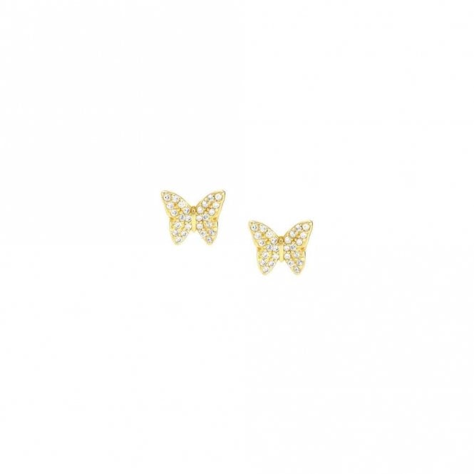 SweetRock Nature Butterfly Gold and CZ Earrings