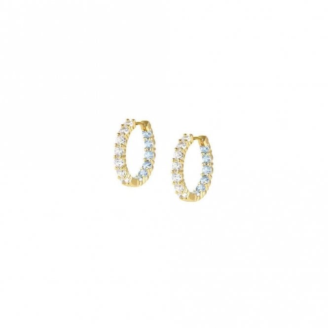 Chic & Charm Joyful Gold Light Blue & Pink CZ Earrings