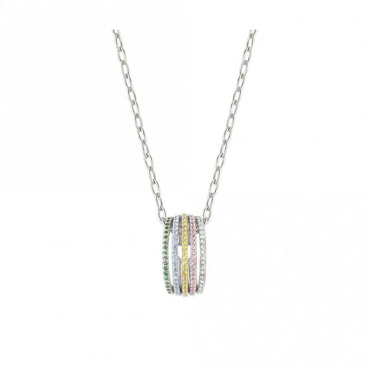 Lovelight Silver and Oval Rainbow CZ Pendant Necklace