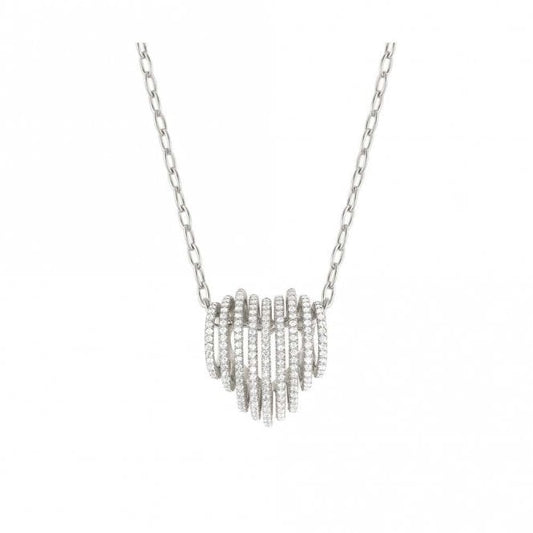 Lovelight Silver and Heart White CZ Pendant Necklace