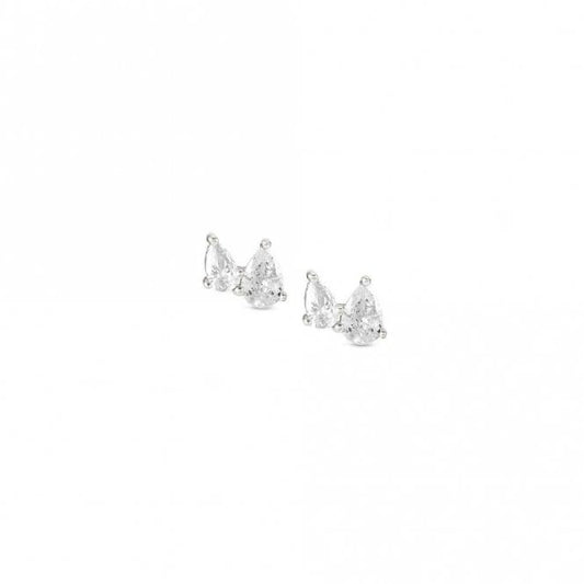 Colour Wave Earrings in Silver and Pear CZ