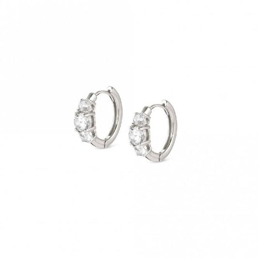 Colour Wave Earrings in Silver and Round CZ
