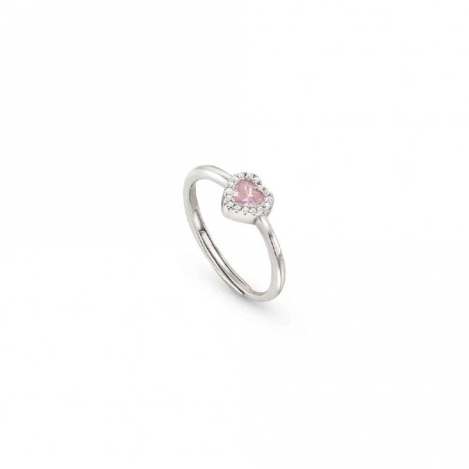 All My Love Silver & Pink CZ Heart Ring