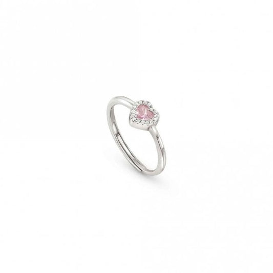 All My Love Silver & Pink CZ Heart Ring