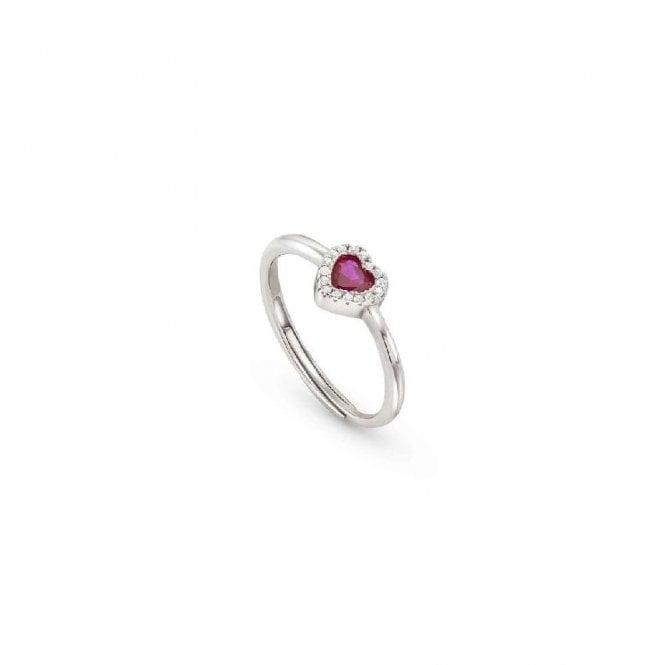 All My Love Silver & Red CZ Heart Ring