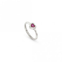 All My Love Silver & Red CZ Heart Ring