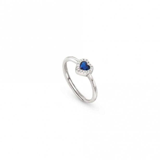 All My Love Silver & Blue CZ Heart Ring