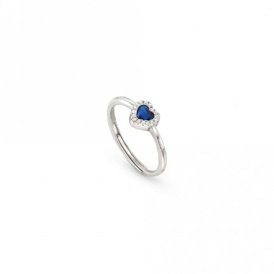 All My Love Silver & Blue CZ Heart Ring