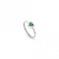 All My Love Silver & Green CZ Heart Ring