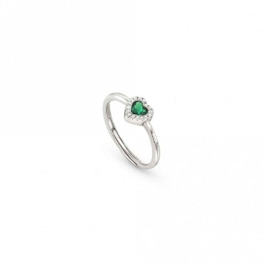 All My Love Silver & Green CZ Heart Ring