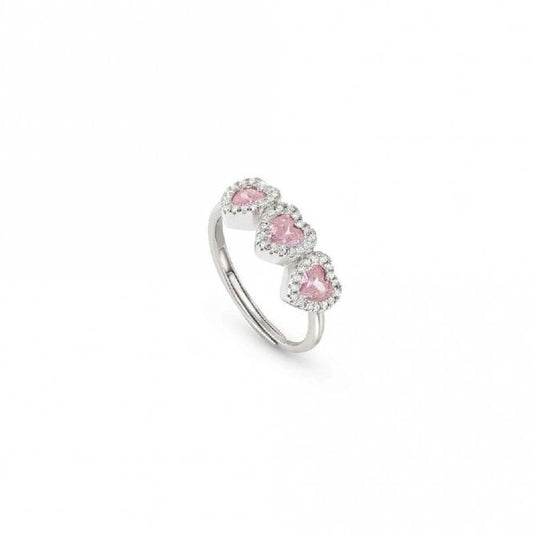 All My Love Silver & Rich Pink CZ Heart Ring