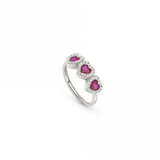 All My Love Silver & Rich Red CZ Heart Ring