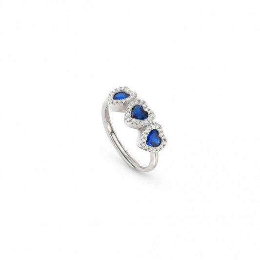 All My Love Silver & Rich Blue CZ Heart Ring