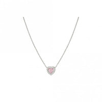 All My Love Silver & Pink CZ Heart Pendant Necklace