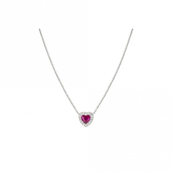 All My Love Silver & Red CZ Heart Pendant Necklace