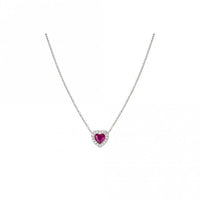 All My Love Silver & Red CZ Heart Pendant Necklace