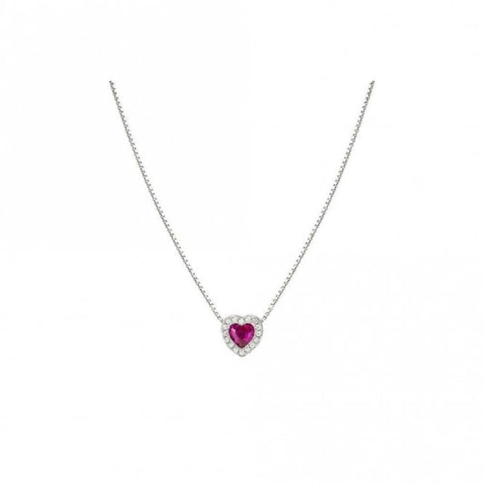 All My Love Silver & Red CZ Heart Pendant Necklace