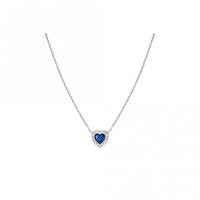 All My Love Silver & Blue CZ Heart Pendant Necklace