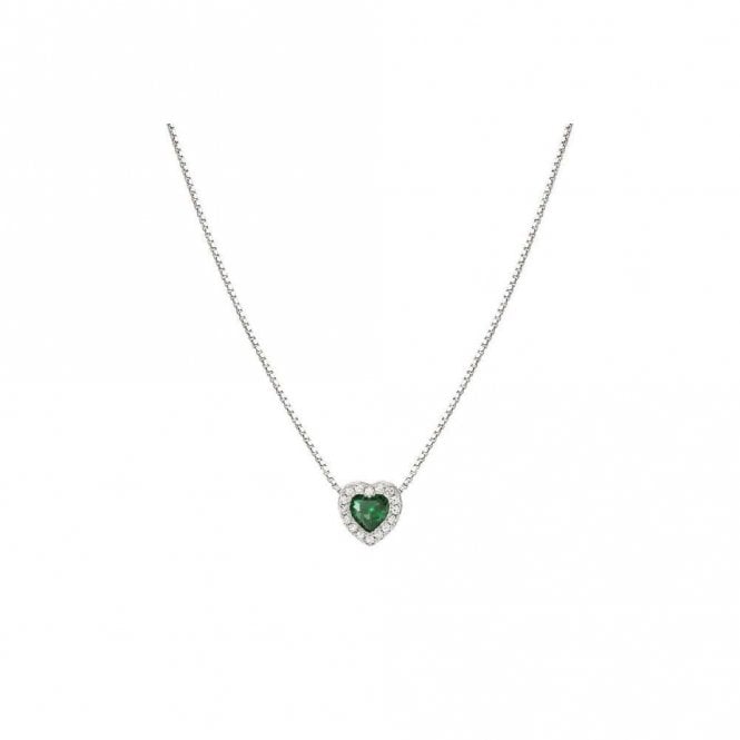 All My Love Silver & Green CZ Heart Pendant Necklace