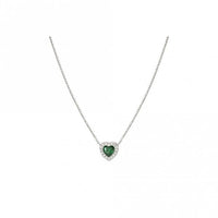 All My Love Silver & Green CZ Heart Pendant Necklace