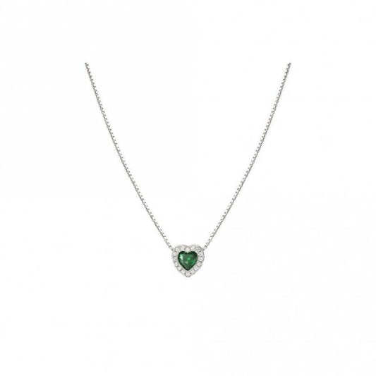 All My Love Silver & Green CZ Heart Pendant Necklace