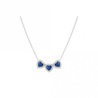 All My Love Silver & Triple Blue CZ Heart Pendant Necklace