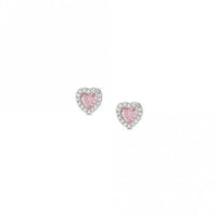 All My Love Silver & Pink CZ Heart Earrings