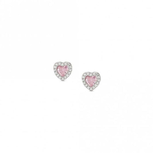All My Love Silver & Pink CZ Heart Earrings