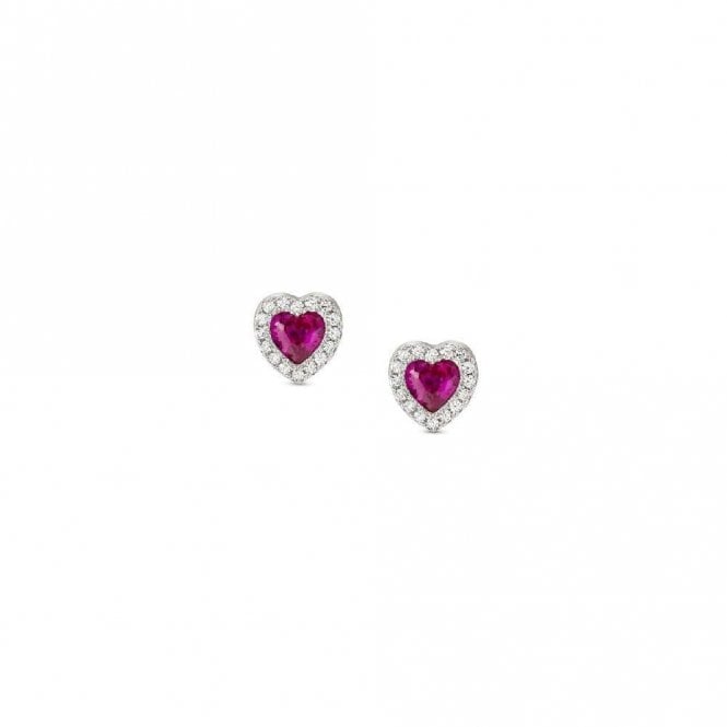 All My Love Silver & Red CZ Heart Earrings