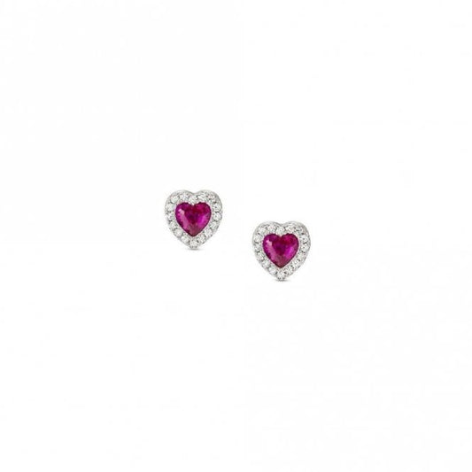 All My Love Silver & Red CZ Heart Earrings