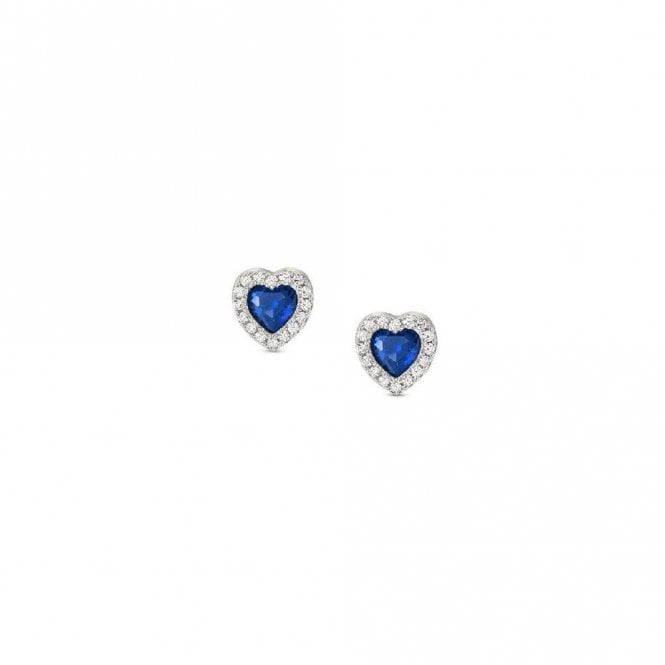 All My Love Silver & Blue CZ Heart Earrings