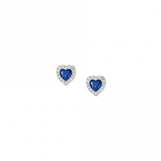All My Love Silver & Blue CZ Heart Earrings