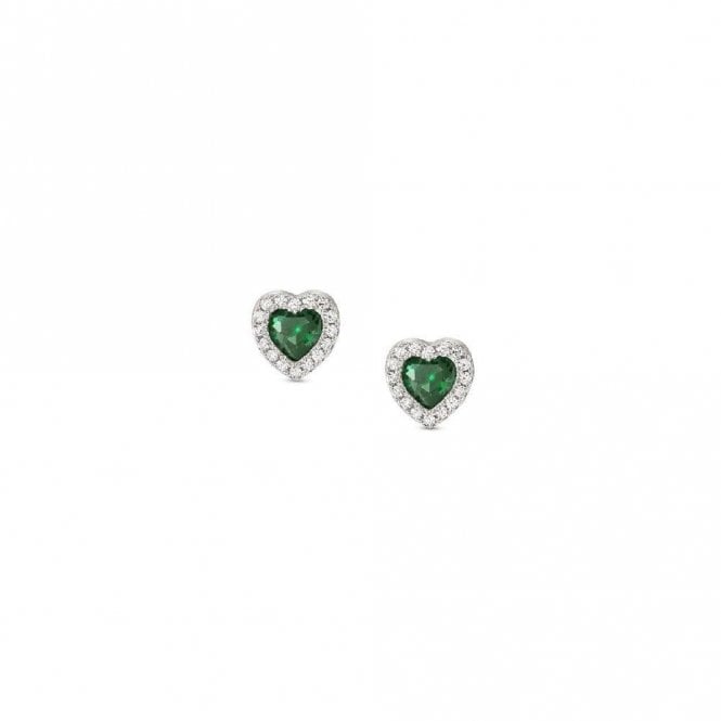 All My Love Silver & Green CZ Heart Earrings
