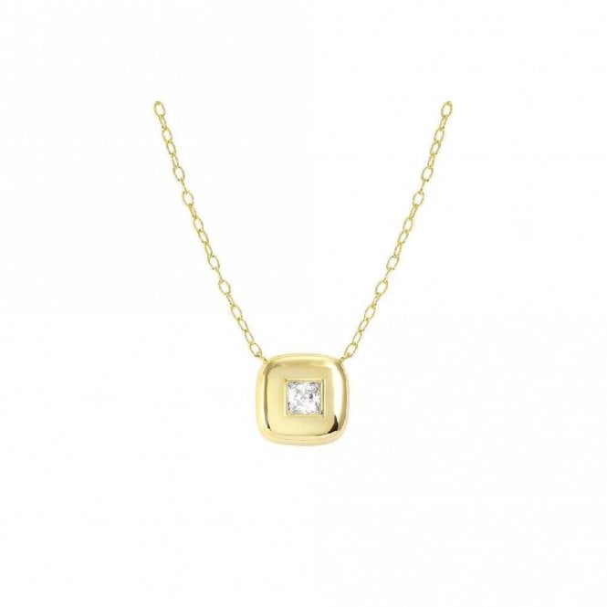 Domina Square Necklace in Gold and CZ
