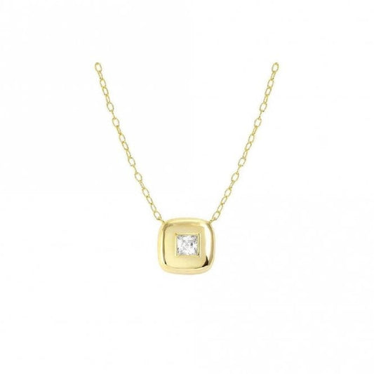 Domina Square Necklace in Gold and CZ