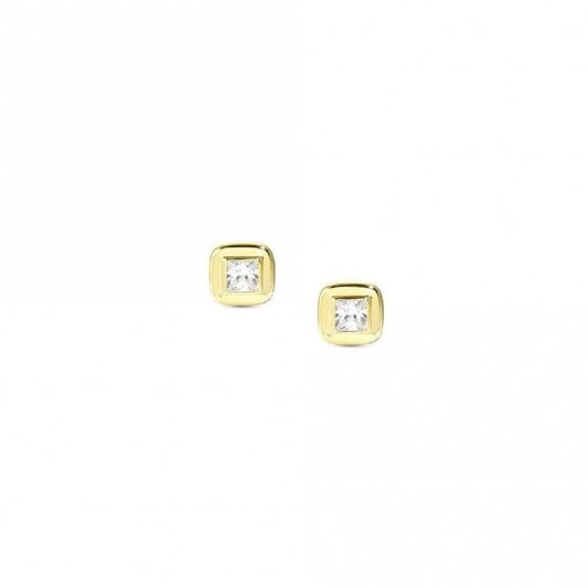 Domina Square Earrings in Gold and CZ