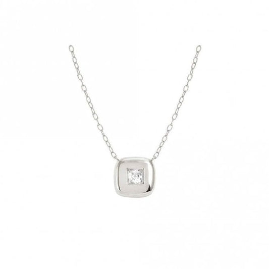 Domina Square Necklace in Silver and CZ
