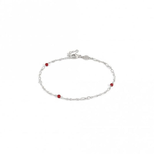 Anklets with Coral Stones in Silver & CZ